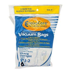 EnviroCare Vacuum Cleaners Bag Sharp Upright Type PU-2 6 Pack Micro Filtration